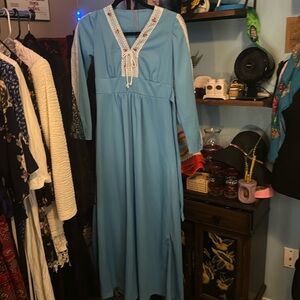 Vintage Baby Blue With Rosettes Dress